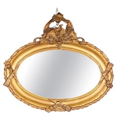 Vintage 20th Century Beautiful Oval Wall Mirror, Gold