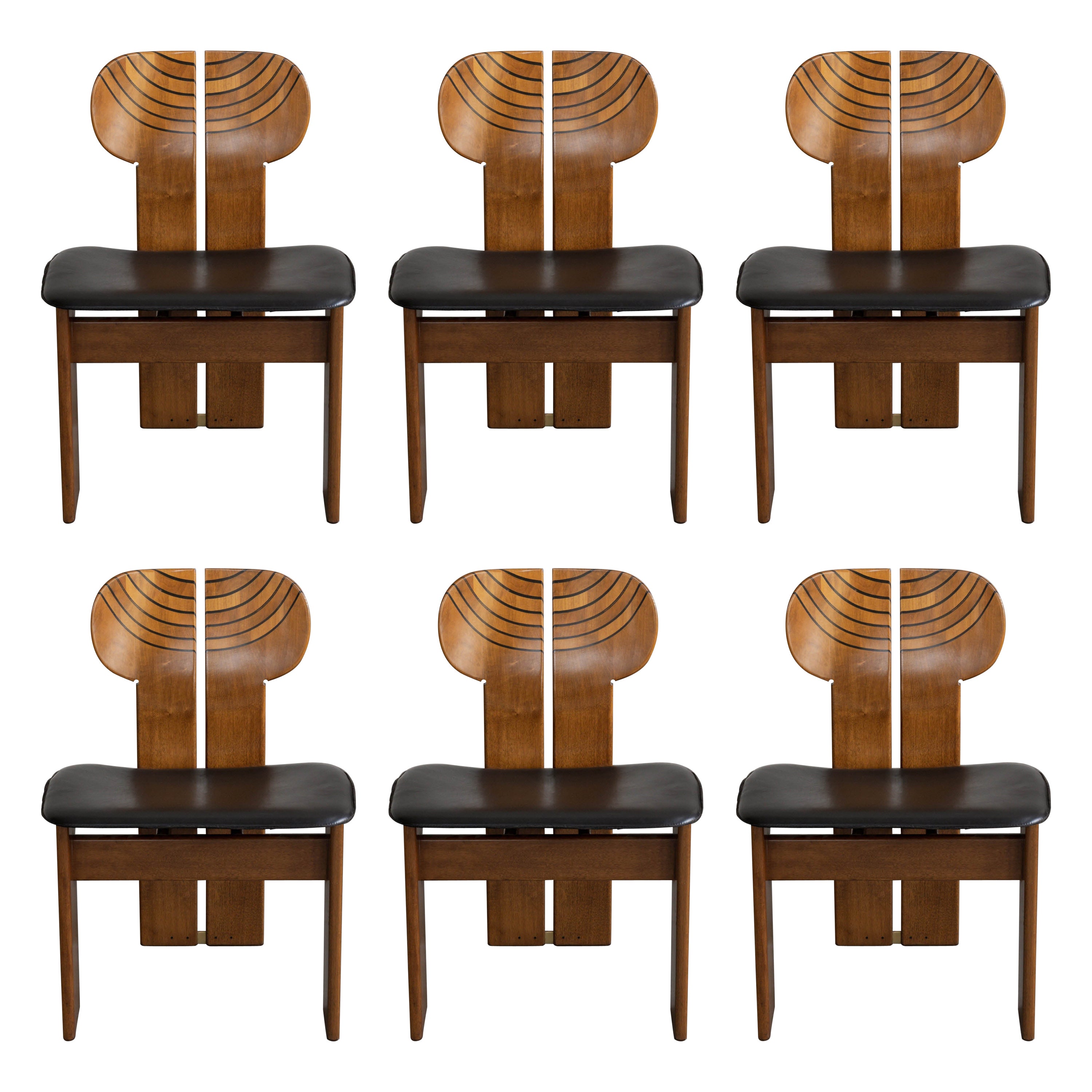 Afra & Tobia Scarpa "Africa" Dining Chairs for Maxalto, 1975, Set of 6