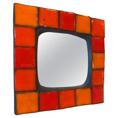 Ceramic Mirror by Mithé Espelt, France, 1970s