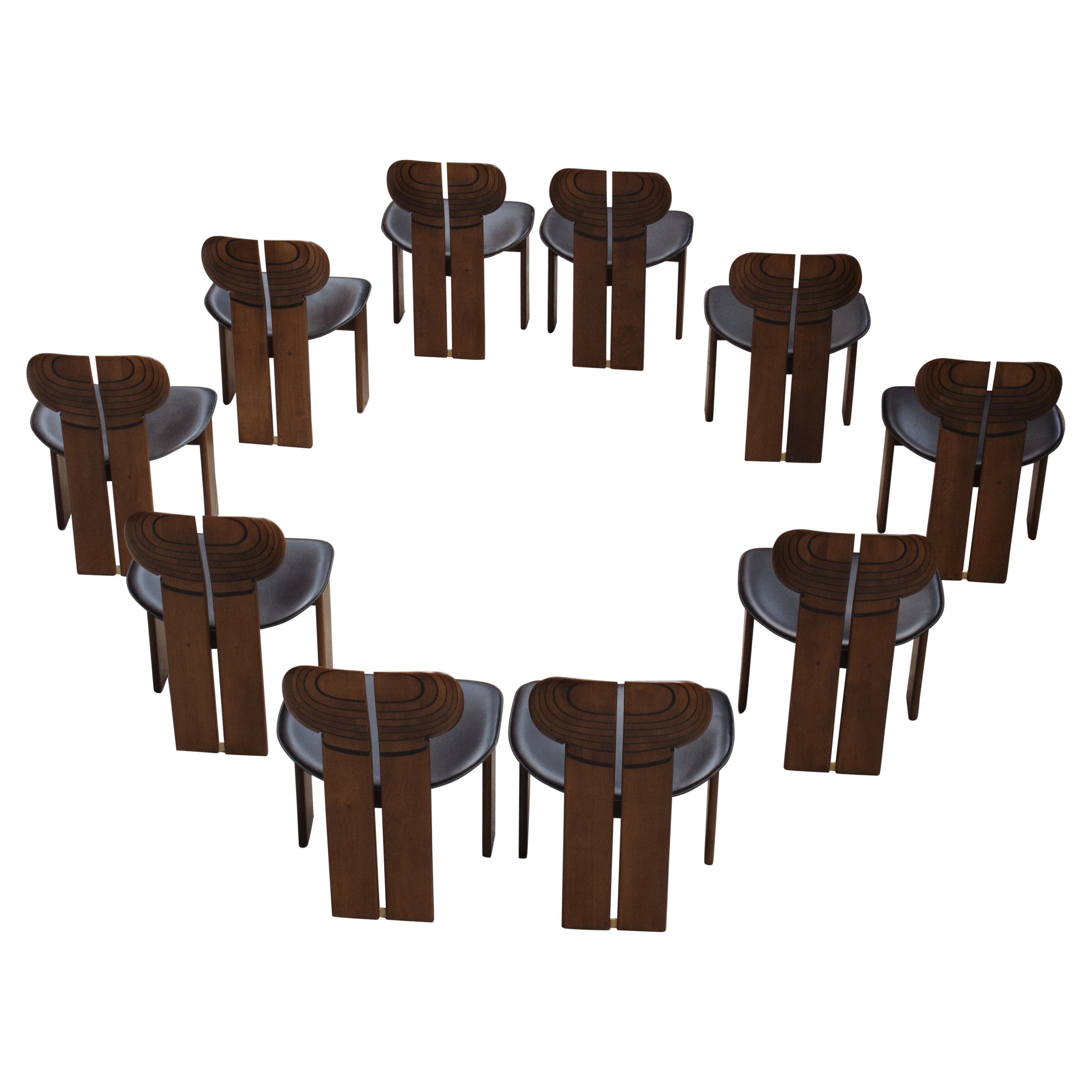 Afra & Tobia Scarpa "Africa" Dining Chairs for Maxalto, 1975, Set of 10