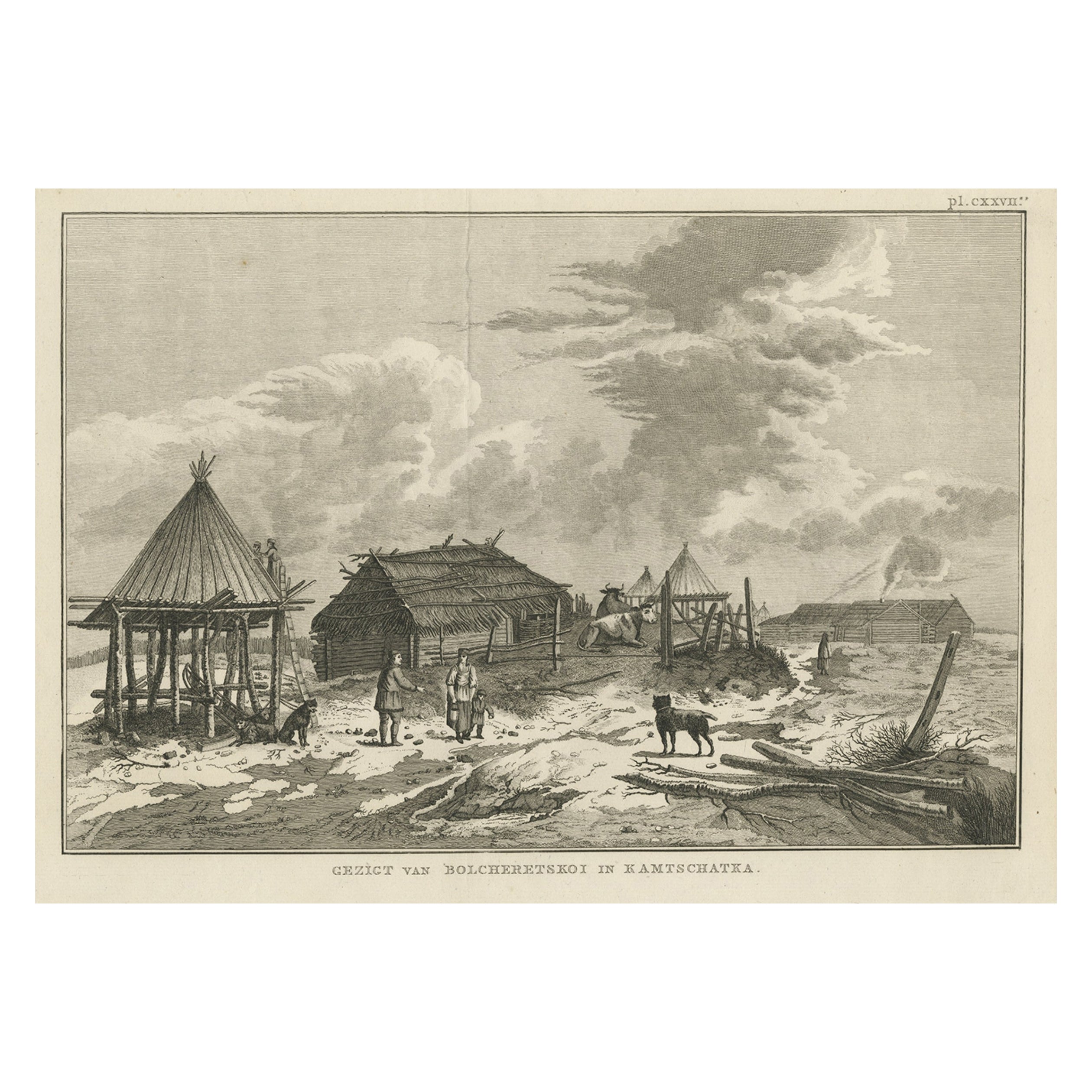 Antiker Druck von Bolcheretskoi in Kamchatka, Russland, 1803 im Angebot
