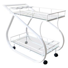 Postmodern White Two Tiered Bar Cart