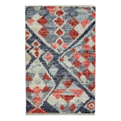 The Moderns Moroccan Style Tapis de laine géométrique gris et rouge fait à la main sur mesure