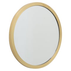 Orbis Round Contemporary Mirror with Full Brushed Brass Frame, Small