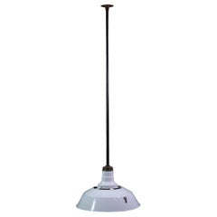 Industrial White Enamel Slotted Top Factory Pendant Light Quantity Available