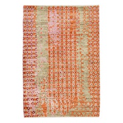 Tapis en laine personnalisé de style déconstruction orange moderne fait à la main