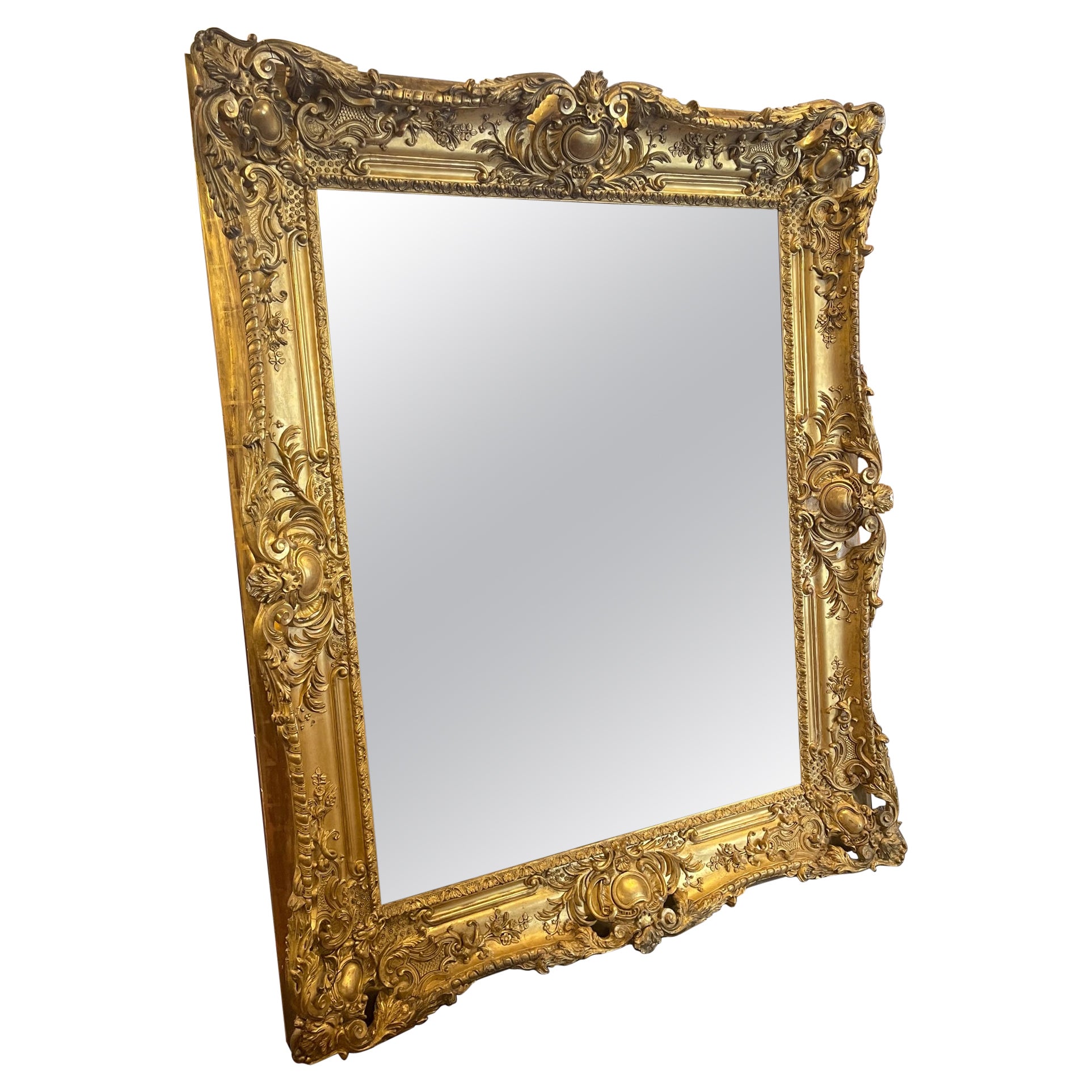 Louis XVI Style Giltwood Frame with Decorative Carved Design, Early 20th Century