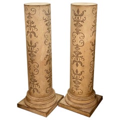 Retro Pair of Italian Painted Wood Pedestals