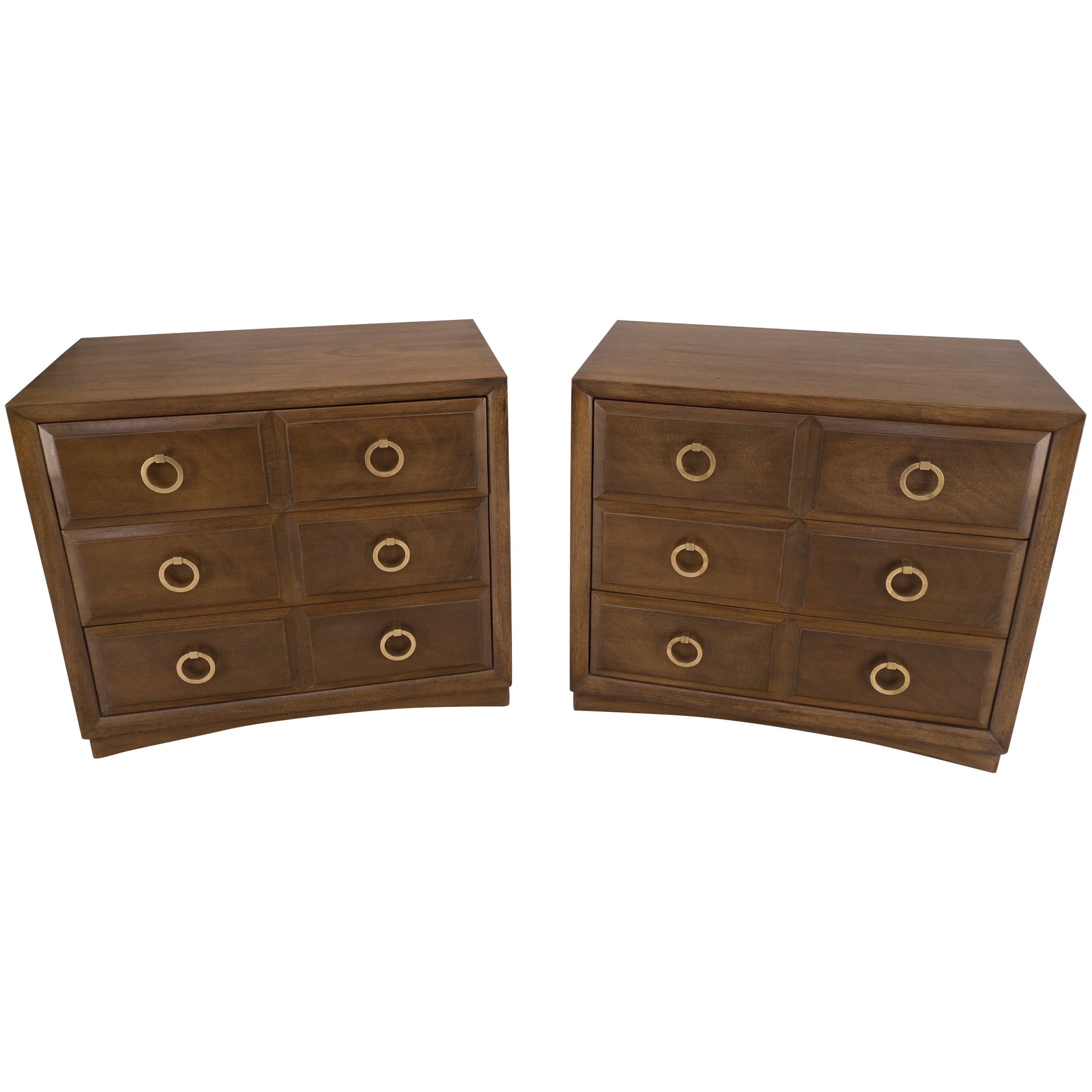 Paar Gibbings Widdicomb Massivmessing-Ring-Tropfengriffe Bachelor Chests Dressers im Angebot