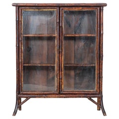 19thC English Glazed Bamboo Cabinet
