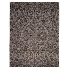 Gray and Black Transitional Paisley Hand-Knotted Carpet, 9' x 12'
