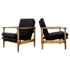 Pair of Mid-Century Black Lounge Chairs GFM-142 by Edmund Homa, 1960s