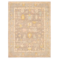 Subdued & Transitional Pastel Persian Oushak Carpet - 9'x12'