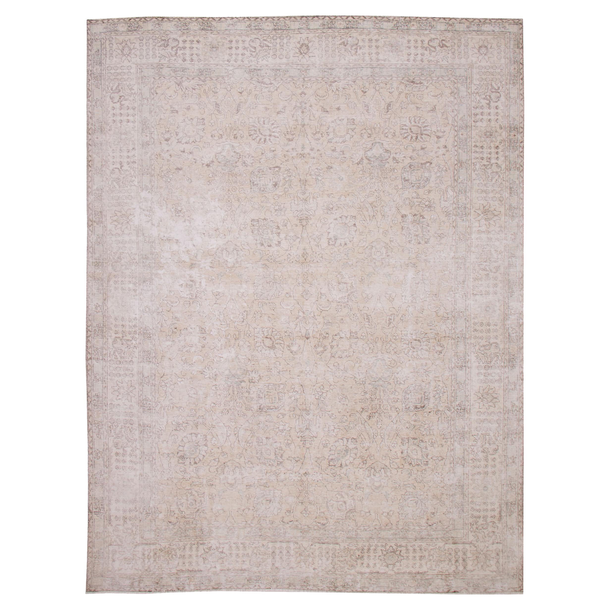 Handgeknüpft Vintage Wolle Persisch Tabriz Teppich, CIRCA 1930s, Neutral, 9' x 12' im Angebot