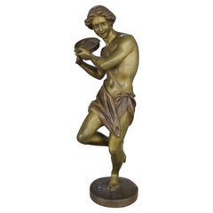 Antique Hippolyte Heizler Bronze Figure of a Tambourine Player