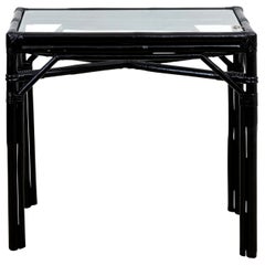 Bamboo Console Table with Glass Top