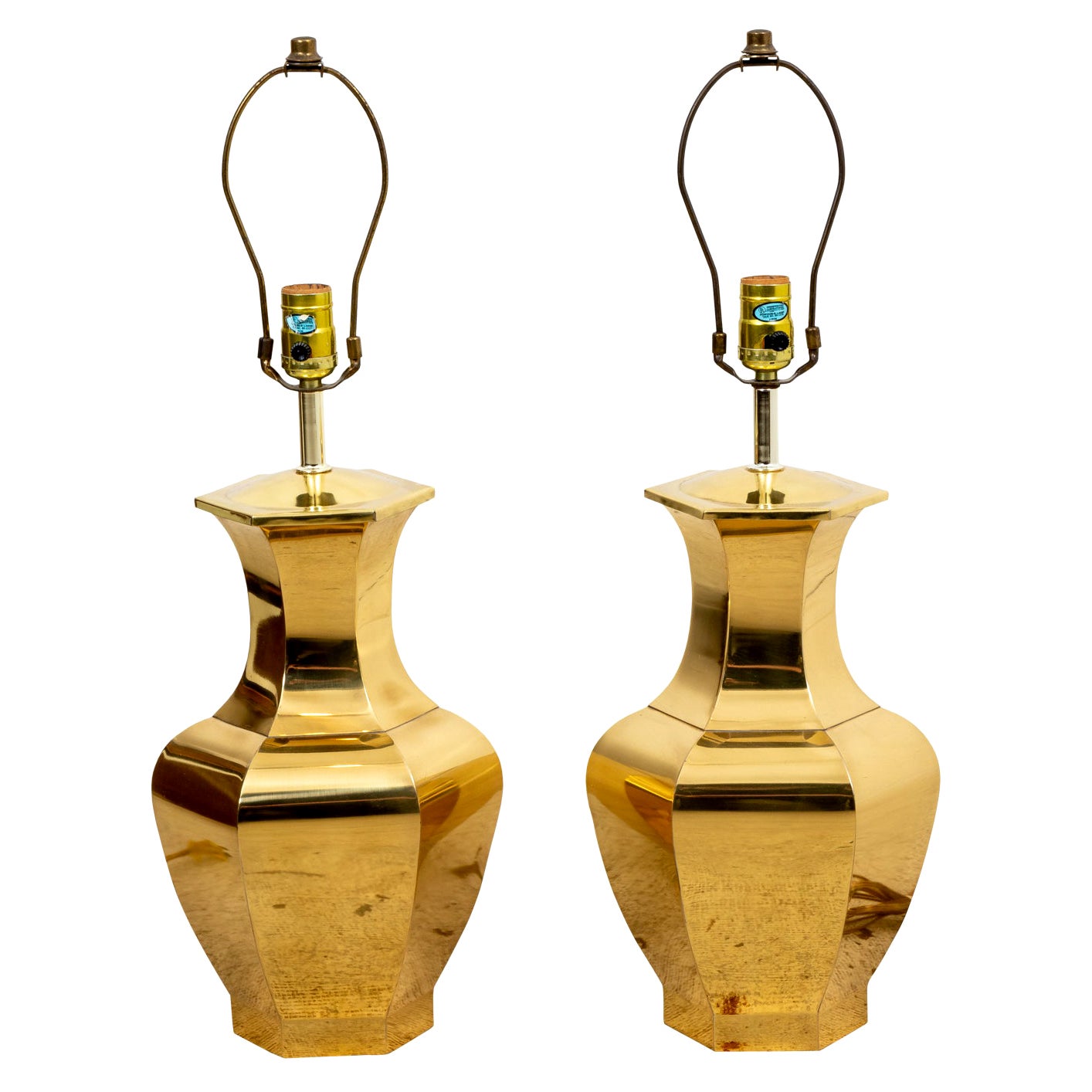 Pair of Brass Ginger Jar Lamps