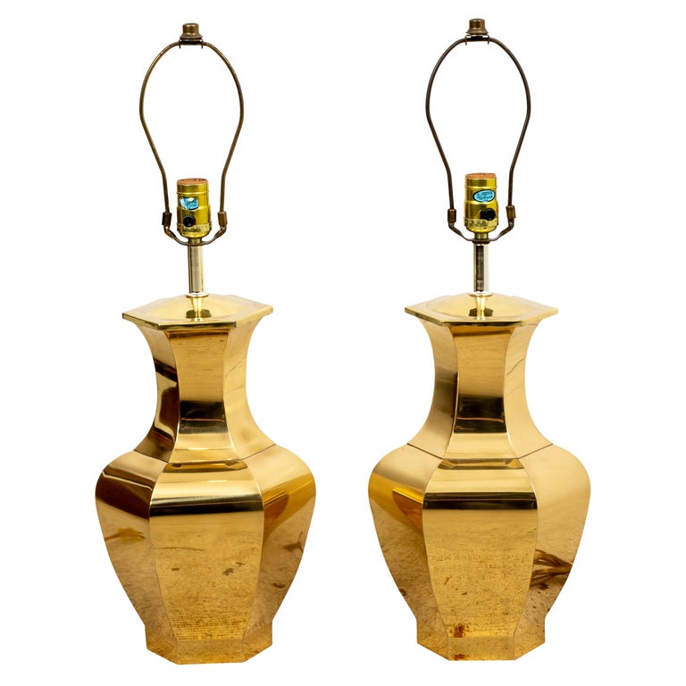 Pair of Brass Ginger Jar Lamps For Sale at 1stDibs