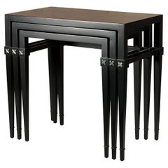 Tommi Parzinger Nesting Tables in Black Lacquer