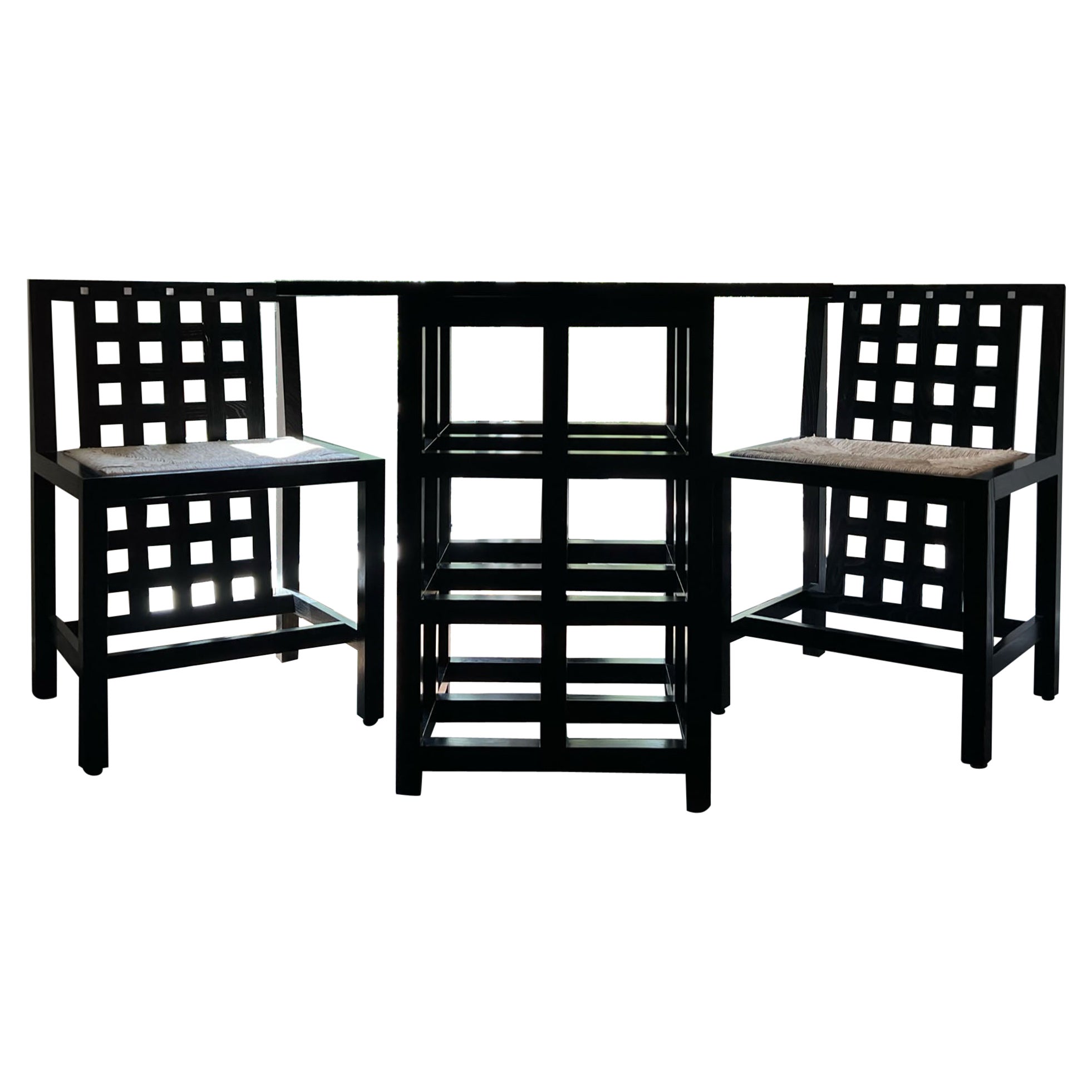 Set of Charles Rennie Mackintosh for Cassina DS-2 Table and Candida DS3 Chairs