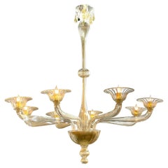 Modern Gold Murano Glass Chandelier
