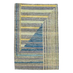 The Moderns Gray/Green Handmade Abstract Custom Wool & Silk Rug (tapis de laine et de soie)