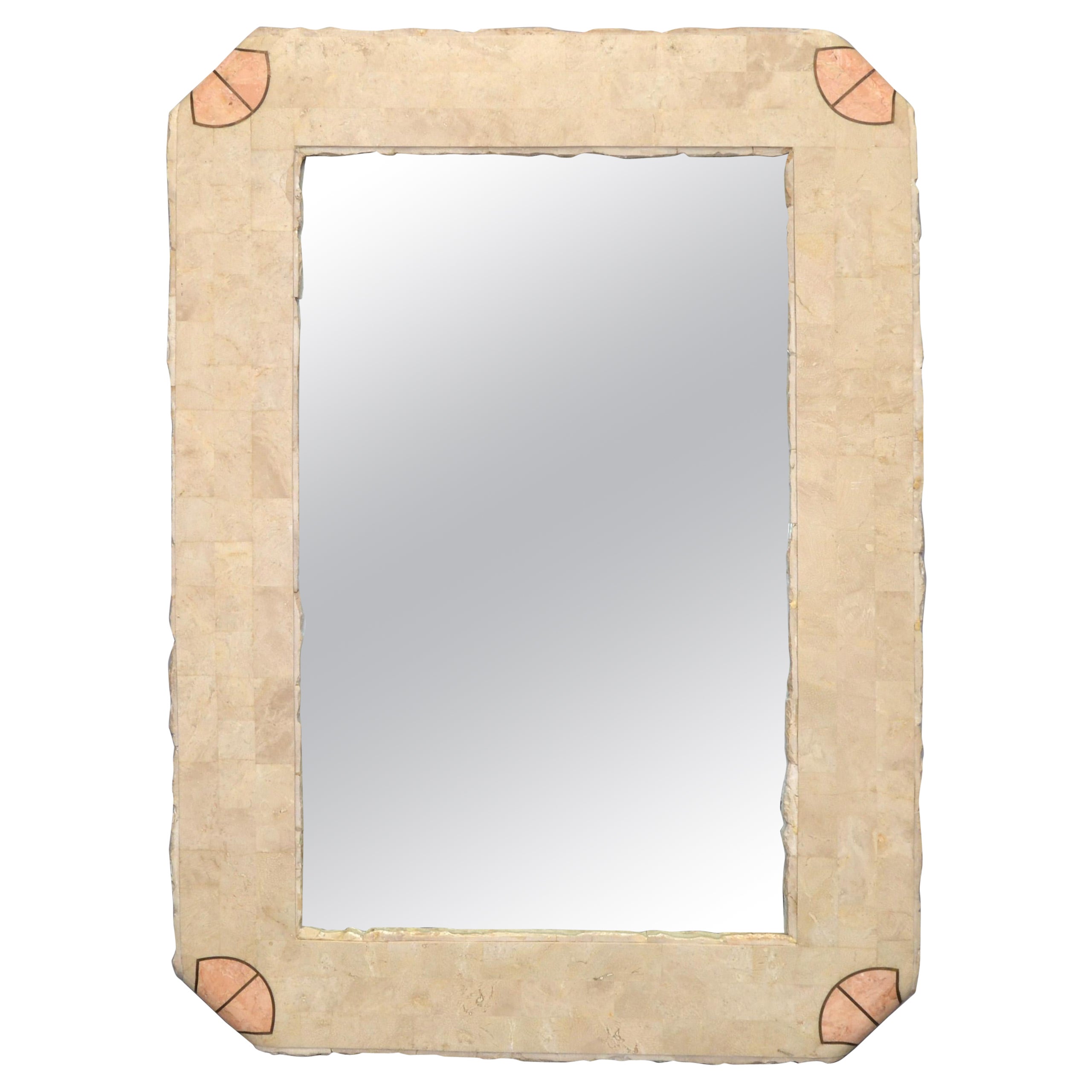 Hollywod Regency Maitland-Smith Tessellated Stone Over Wood & Brass Wall Mirror  For Sale