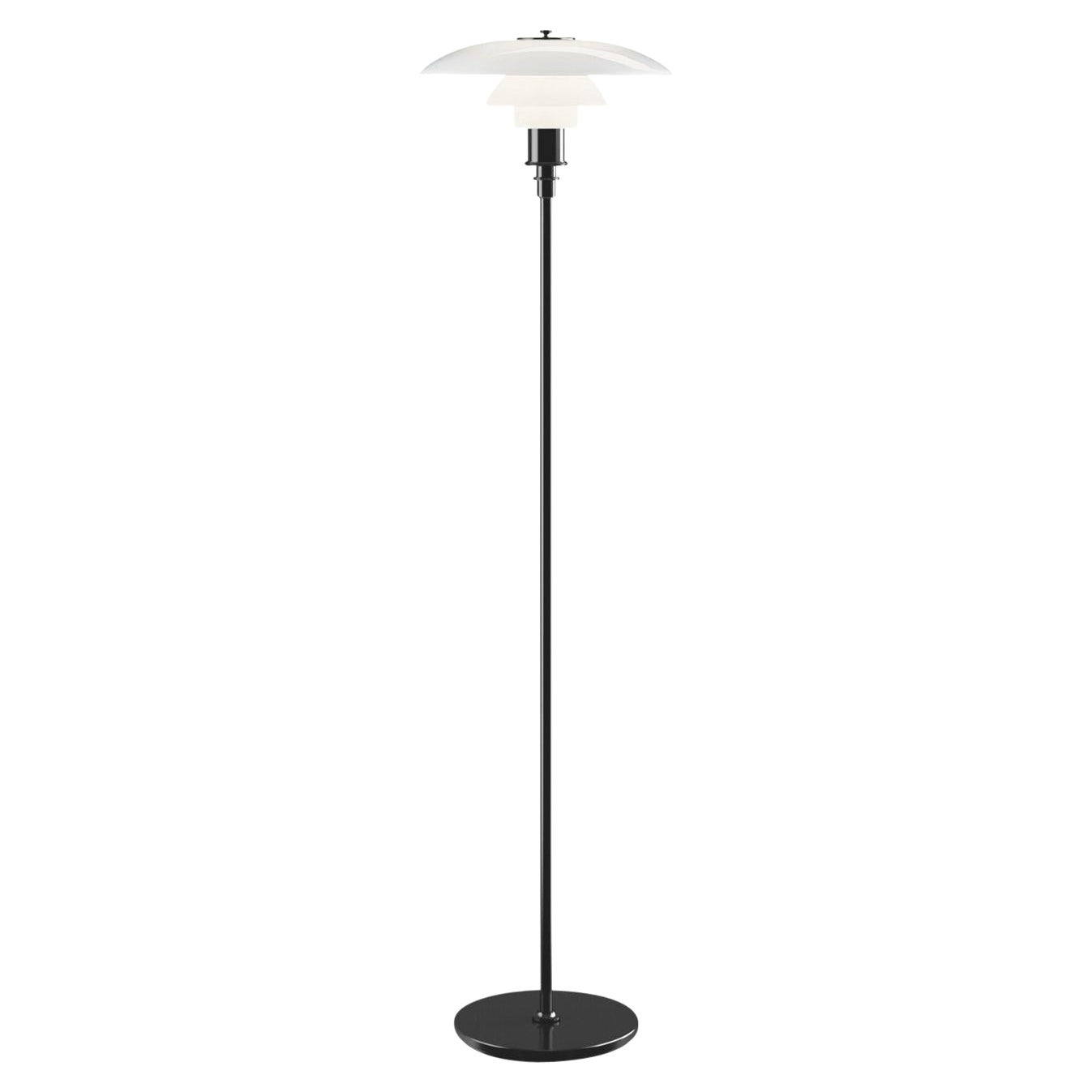 Poul Henningsen PH 3½-2½ Opaline Glass Floor Lamp for Louis Poulsen in Black For Sale