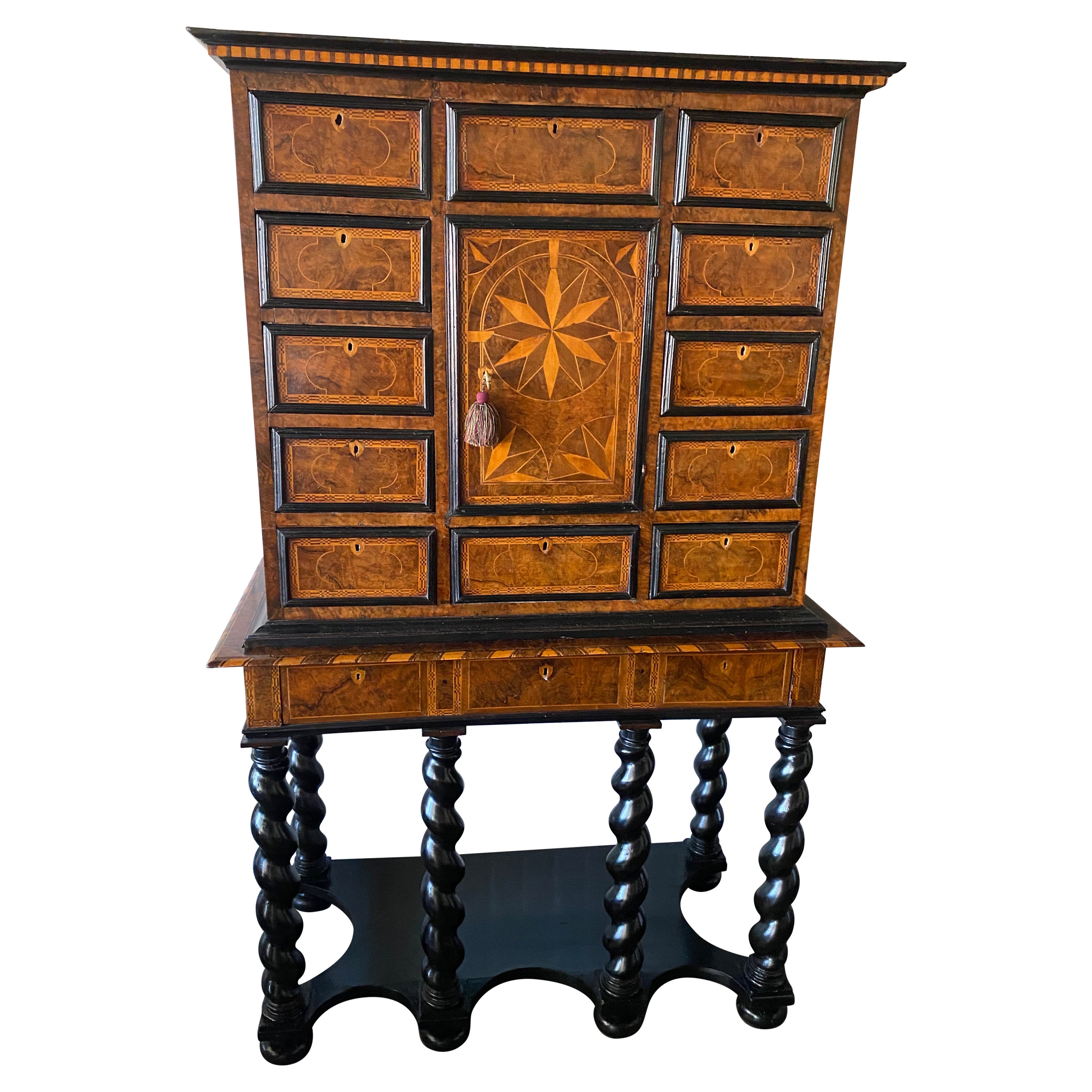 Exceptional Flemish Baroque Collectors Cabinet on Stand, circa 1640, Pristine For Sale