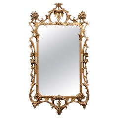 Antique 19th Century Giltwood English Chippendale Style Mirror