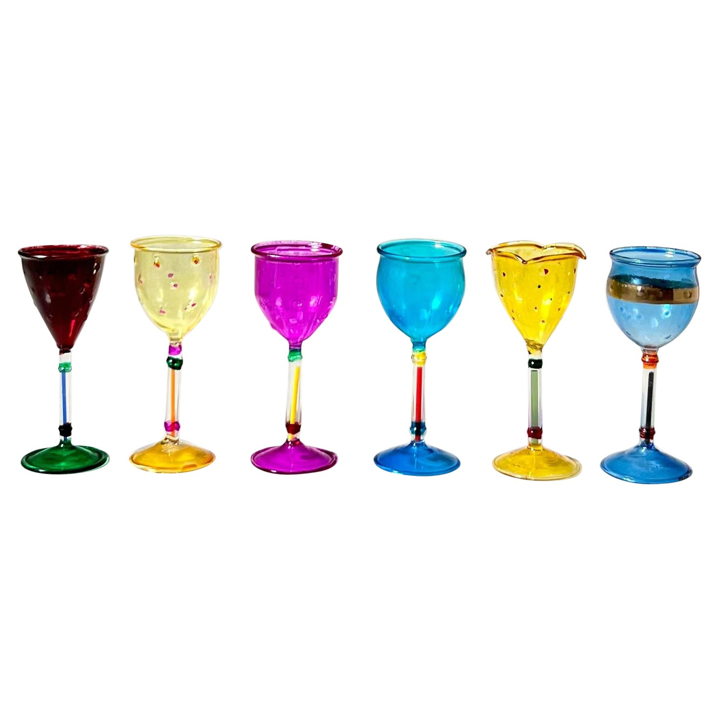 Salviati Nove Set of 6 Martini Assorted Glasses at 1stDibs