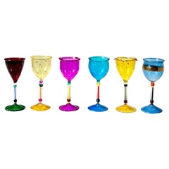 Set of 6 Cordial Glasses by Antonio Salviati for Venezia, 20th Century