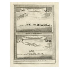 Impression ancienne du Cap ou du Cabo Verde, Afrique, vers 1750