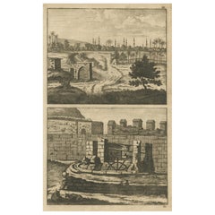 Antique Print of Cairo and Joseph's Well in Egypt, 1698