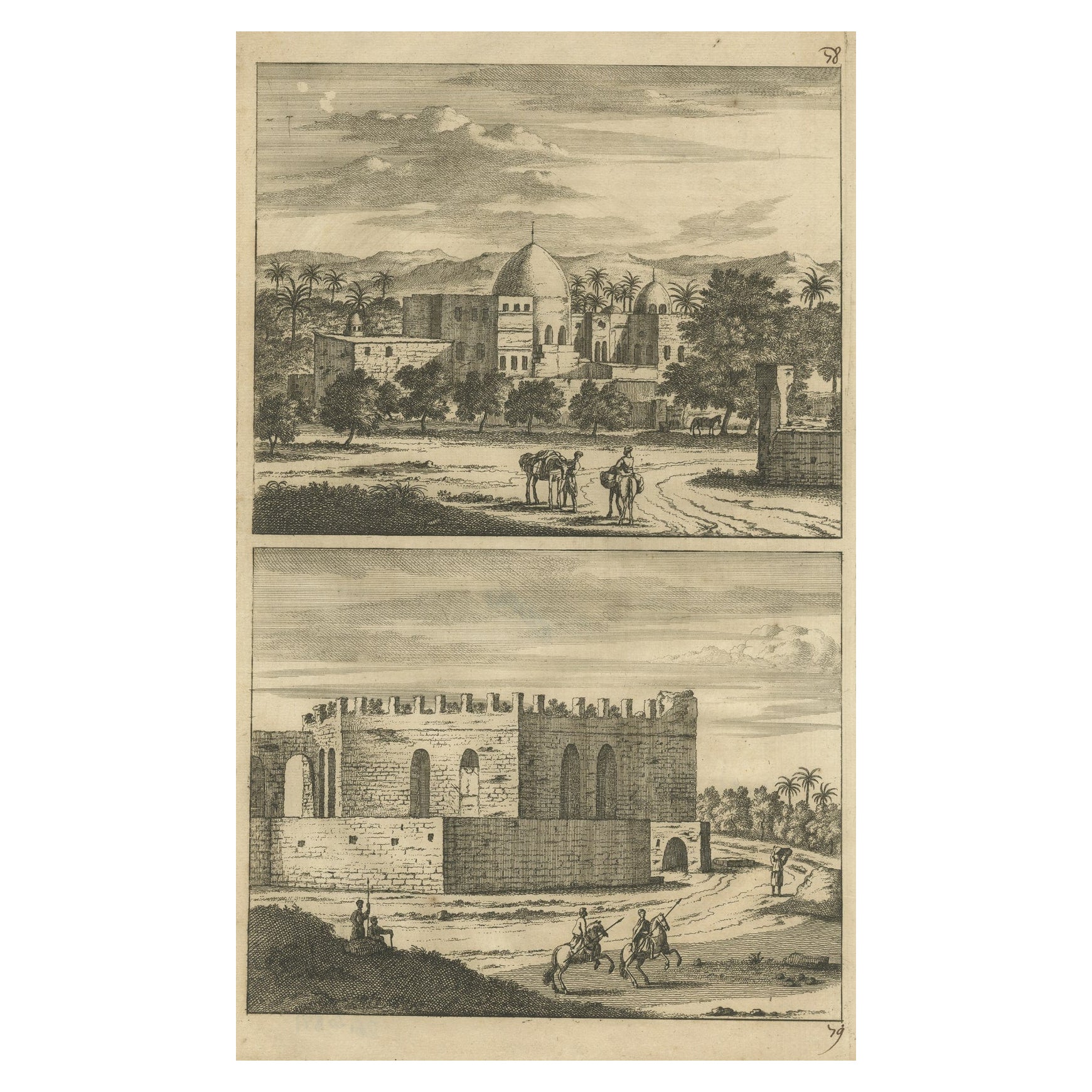 Impression ancienne du Caire en Égypte, 1698