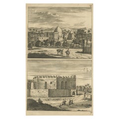 Antique Print of Cairo in Egypt, 1698