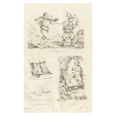 Antique Print of Cangue or Tcha Punishment in China, '1834'