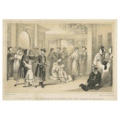 Antique Print of Chinese Slaves Sold by Tartars After Genghis Khan Victory, 1843
