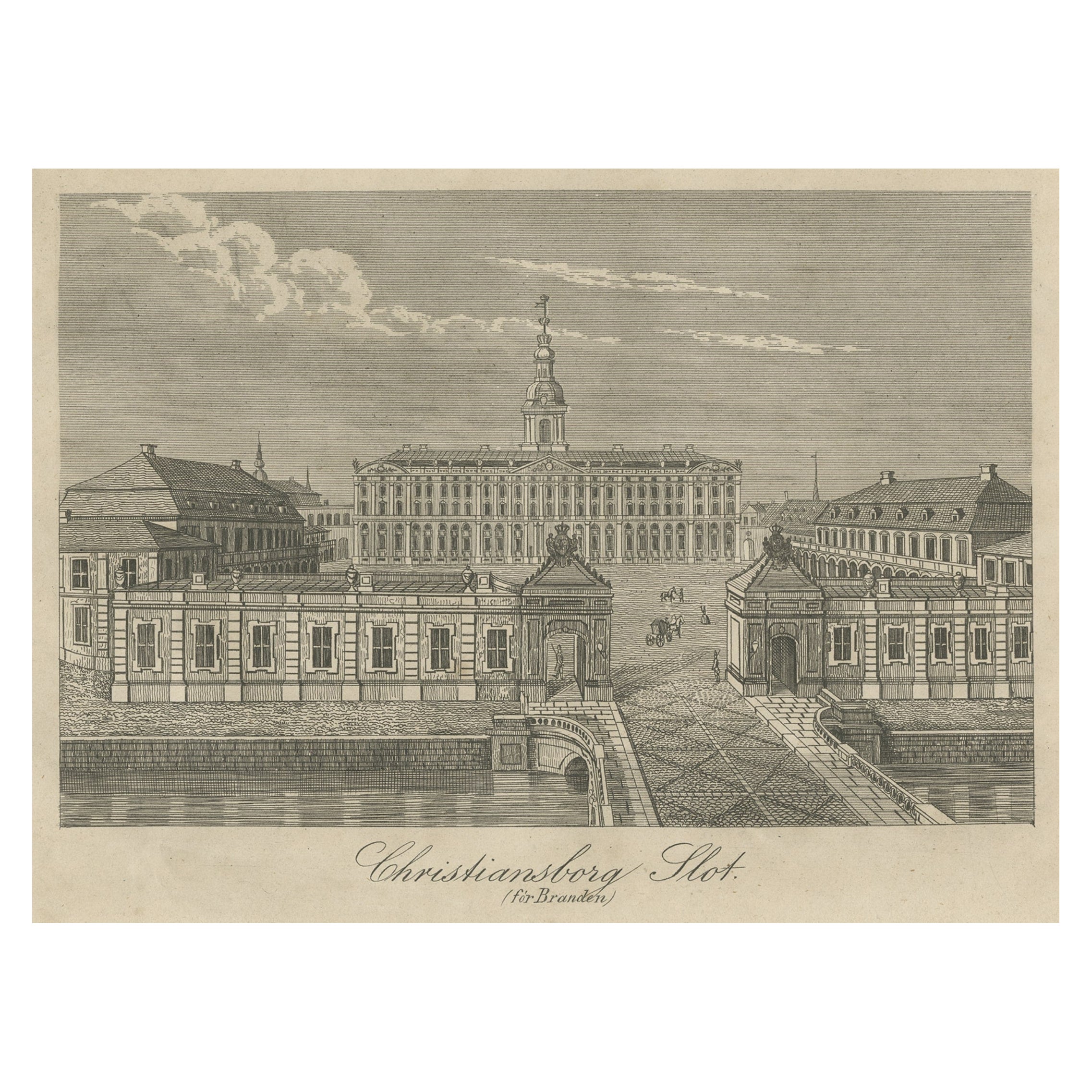 Christiansborg Slot in Kopenhagen, Dänemark, vor dem Brand im Jahr 1794, um 1860 im Angebot