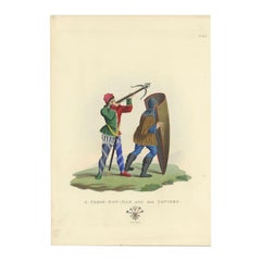 Antique Print of Crossbowman by Meyrick, 1842