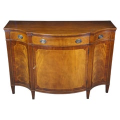 Baker Sheraton Flame Mahogany Demilune Bow Front Console Buffet Cabinet