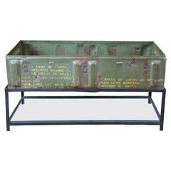 Handmade Vintage Repurposed Military Ammo Storage Box Coffee Table Steel Base