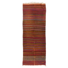 5x13 Ft Hand-Woven Vintage Striped Pattern Turkish Wool Runner Kilim 'FlatWeave'