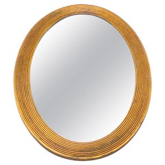 Small Art Deco Mirror, Gilt and Carved Wood, Gold Color, France 1930