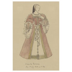Grabado antiguo de Diana de Poitiers, favorita de Enrique II, Francia, c.1860
