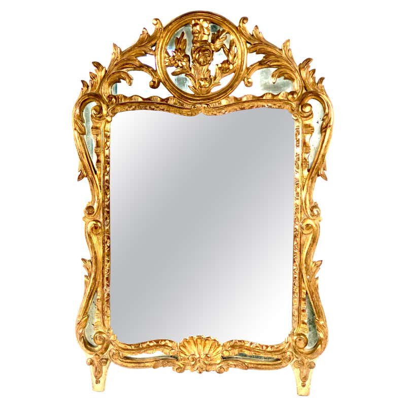 French Rococo Style Hand Carved Gilded Mirror For Sale at 1stDibs