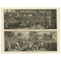 Antique Print of Carnaval of the Turks and the Celebration of Hussein, Ca.1730