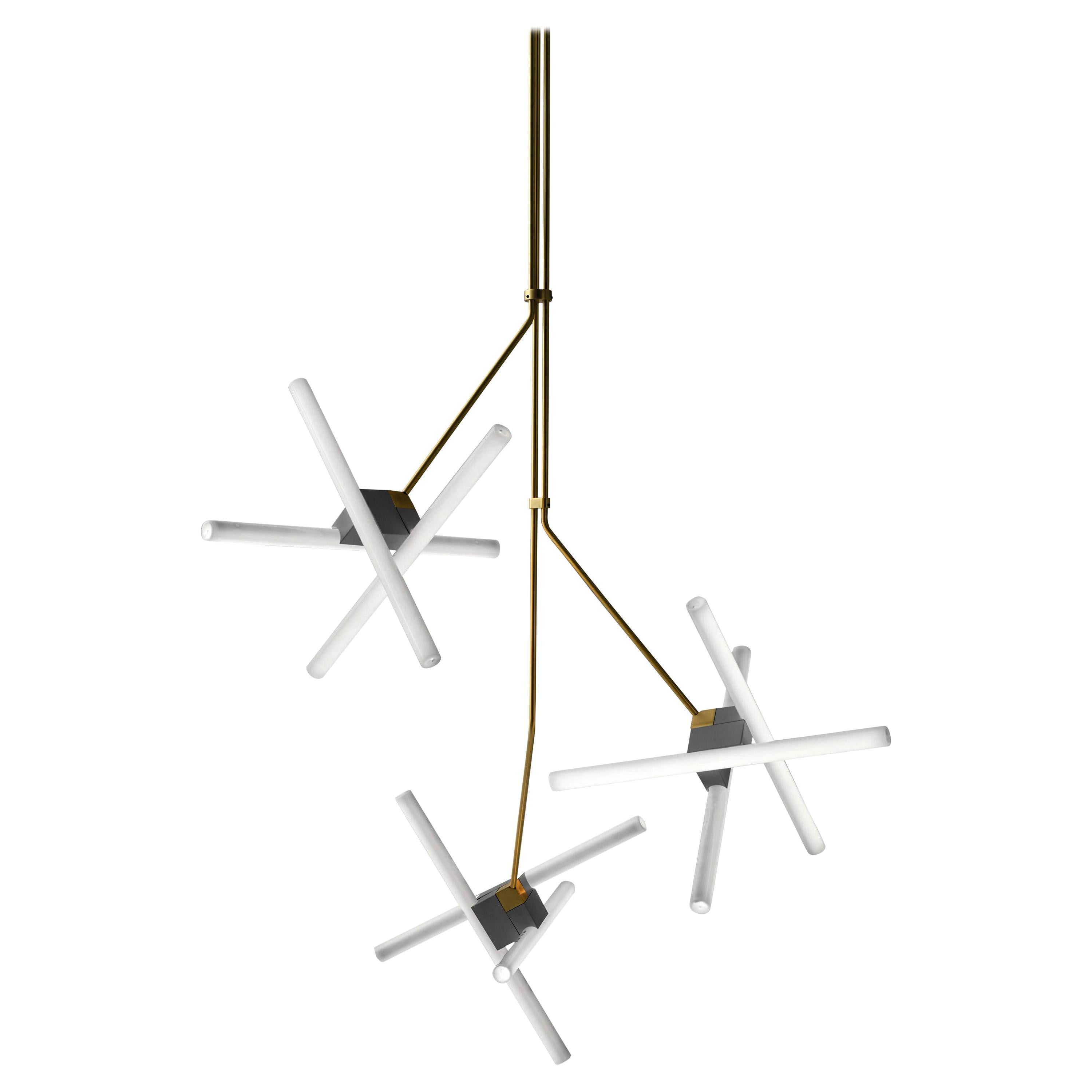 Pepe Cortes, Steel and Brass Olvidada Triple Lamp for BD Barcelona For Sale