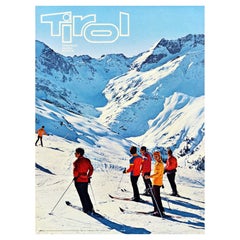 Original Vintage Travel Poster Tirol Austria Skiers Mountain Winter Sport Skiing