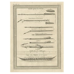 Antique Print of Darts for Fishing and Kayak, 1768